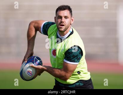 Tomos Williams del Galles durante una sessione di allenamento allo Stade Charles-Ehrmann di Nizza. Data foto: Martedì 12 settembre 2023. Foto Stock