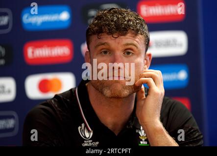 Will Rowlands del Galles durante una conferenza stampa allo Stade Charles-Ehrmann di Nizza. Data foto: Martedì 12 settembre 2023. Foto Stock