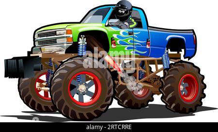 Fumetto Monster Truck. EPS-10 disponibile separato da gruppi e livelli con effetti di trasparenza per la riverniciatura con un clic Illustrazione Vettoriale