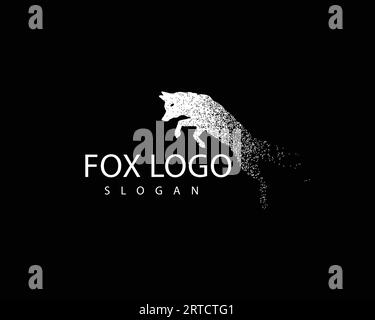 Modello di progettazione del logo Wolf. Silhouette astratta di un lupo. Vettore del logo Particle Fox e modificabile Illustrazione Vettoriale
