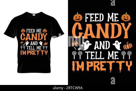 Fattami le caramelle Dimmi che sono divertente modello vettoriale di maglietta Halloween Pumpkin Costume Illustrazione Vettoriale