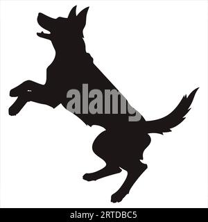 Silhouette Dog Jump semplice design piatto vettoriale Illustrazione Vettoriale