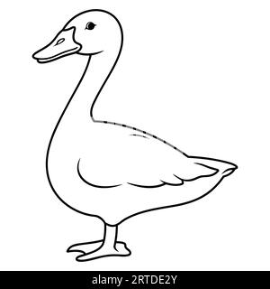 Duck Simple colore bianco e nero Illustrazione Vettoriale