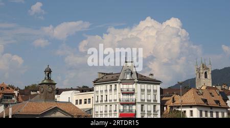 Vevey sul Lago di Ginevra Foto Stock