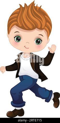 Vector Cartoon Sock Hop Fifties Dancing Boy Illustrazione Vettoriale