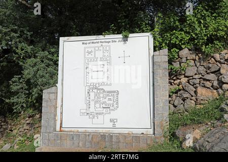 Mappa del sito patrimonio mondiale di Jaulian in Pakistan Foto Stock