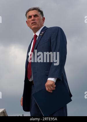 12 settembre 2023, Washington, Distretto di Columbia, USA: Il Rep. ANDREW CLYDE (R-GA) è tra i membri della camera Freedom Caucus che dicono che la spesa federale è fuori controllo e wonÃt votano per la risoluzione continua. (Immagine di credito: © sue Dorfman/ZUMA Press Wire) SOLO USO EDITORIALE! Non per USO commerciale! Foto Stock