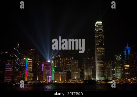 Skyline di Hong Kong; Hong Kong, Cina Foto Stock