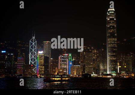 Skyline di Hong Kong; Hong Kong, Cina Foto Stock