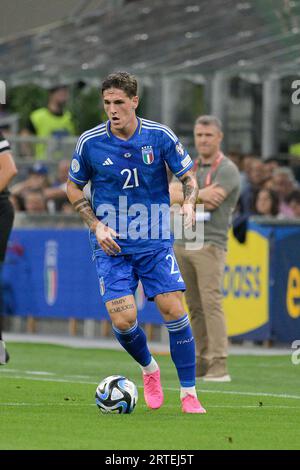 San Siro, Milano, Italia. 12 settembre 2023. Qualificazione International Football Group C Euro 2024, Italia contro Ucraina; Nicolo Zaniolo dell'Italia credito: Action Plus Sports/Alamy Live News Foto Stock