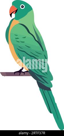 Macaw colorato appollaiato sul ramo, cartello parlante Illustrazione Vettoriale