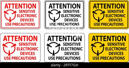 Segnale di avvertenza statico attenzione - i dispositivi elettronici sensibili utilizzano precauzioni Illustrazione Vettoriale