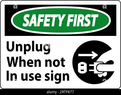 Simbolo di sicurezza scollegare prima la spina quando non è in uso Illustrazione Vettoriale