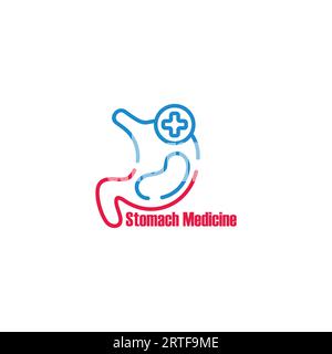 medicina liquida per il simbolo del mal di stomaco vettore del logo Illustrazione Vettoriale