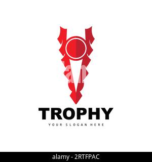 Logo Championship Trophy, design del trofeo vincitore del Champion Award, modello icona vettore Illustrazione Vettoriale