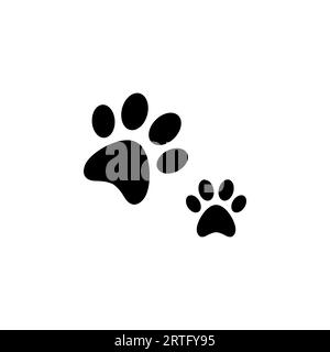 Vettore del logo Paw, segno piatto pieno, pittogramma solido isolato su bianco. Simbolo del materiale di consumo per animali domestici Illustrazione Vettoriale