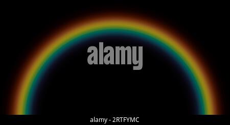 Arcobaleno isolato su sfondo nero. Illustrazione rappresentata in 3D. Foto Stock