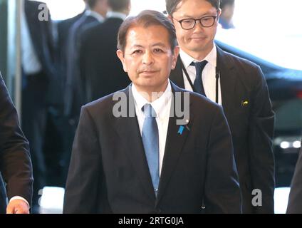 Tokyo, Giappone. 13 settembre 2023. Il nuovo ministro dell'agricoltura giapponese Ichiro Miyashita entra nella residenza ufficiale del primo ministro a Tokyo mercoledì 13 settembre 2023. Il primo ministro Fumio Kishida ha rimescolato i suoi membri del gabinetto. (Foto di Yoshio Tsunoda/AFLO) Foto Stock