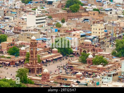 Mercato di Sadar e Torre dell'Orologio di Jodhpur Foto Stock