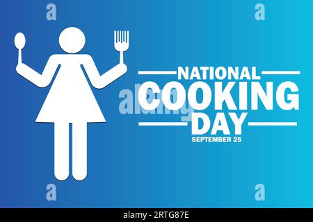 Illustrazione del vettore del National Cooking Day. Concetto di cucina. Modello per sfondo, banner, scheda, poster con iscrizione di testo. Illustrazione Vettoriale