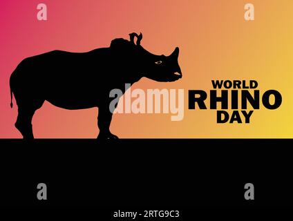 Illustrazione vettoriale World Rhino Day. Adatto per biglietti d'auguri, poster e striscioni Illustrazione Vettoriale