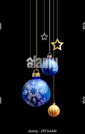 Buon Natale con cornice su sfondo nero Foto Stock