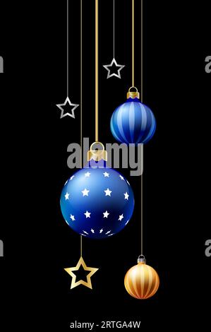 Buon Natale con cornice su sfondo nero Foto Stock