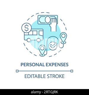 Concetto di icona della linea delle spese personali personalizzabile 2D. Illustrazione Vettoriale