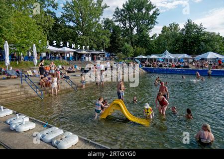 Strandbad Weissensee, Berlino, Deutschland, Sommer a Berlino, Foto Stock