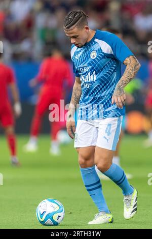 Atene, Grecia - 16 agosto 2023: Giocatore del Manchester City Kalvin Phillips in azione durante la finale di Supercoppa UEFA tra Manchester City An Foto Stock