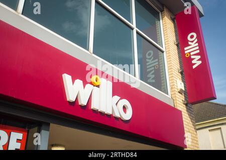 Cartellonistica per supermercati Wilko Foto Stock