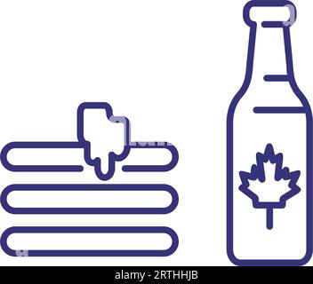 Pancake con l'icona della linea di sciroppo d'acero Illustrazione Vettoriale