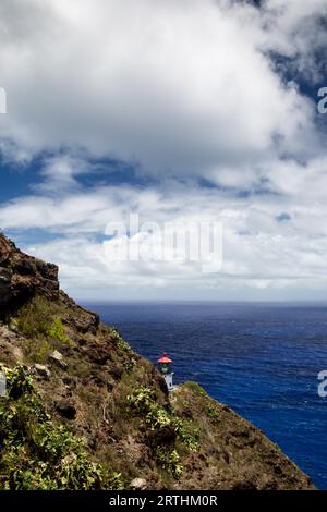 Faro di Makapuu Point sulla costa orientale di Oahu, Hawaii, USA Foto Stock