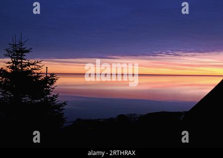 Alba sul mare di Wadden al largo di Sylt Foto Stock