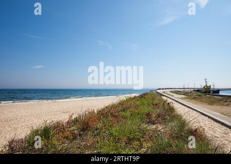 Polonia, Pomerania, Kashubia, Wladyslawowo località di villeggiatura, spiaggia a Mar Baltico Foto Stock