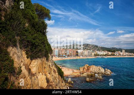 Città di Lloret de Mar in Spagna, in Catalogna, in Costa Brava pittoresca costa del Mare Mediterraneo Foto Stock