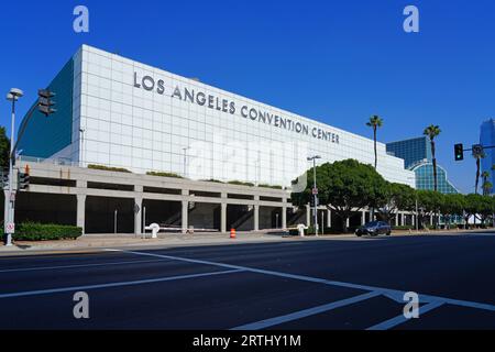 LOS ANGELES, CA -31 agosto 2023 – Vista del Los Angeles Convention Center, una grande sala conferenze situata nel centro di Los Angeles (DTLA) su S. Figuer Foto Stock