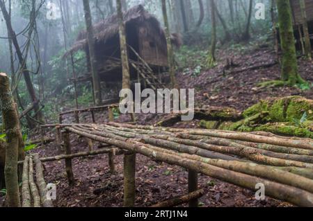 Orang Asli malese villaggio aborigeno in una giungla vicino a Cameron Highlands, Malaysia Foto Stock