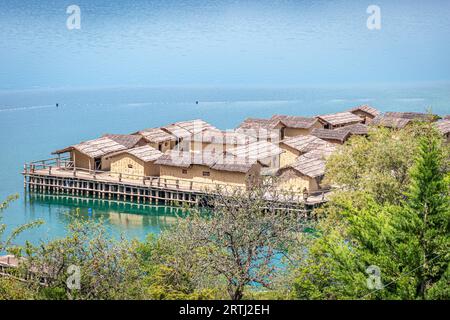 Baia delle ossa, museo sull'acqua, lago di Ocrida, Macedonia Foto Stock