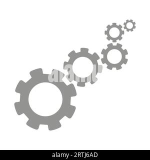 ingranaggio in metallo stilizzato in stile piatto, illustrazione vettoriale Illustrazione Vettoriale