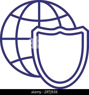 Icona della linea di protezione mondiale Illustrazione Vettoriale