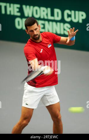 Valencia, Spagna. 13 settembre 2023. Novak Djokovic della Serbia in azione durante la COPPA DAVIS al Pabellon Municipal de Fuente San Luis (Valencia, COPPA DAVIS). (Foto di German Vidal/Sipa USA) credito: SIPA USA/Alamy Live News Foto Stock