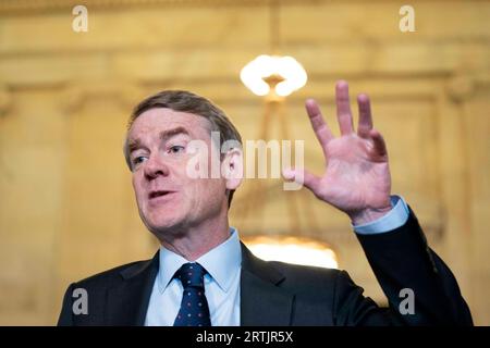 Washington, Stati Uniti. 13 settembre 2023. Il senatore Michael Bennet, D-CO, parla dopo un Forum Insight dell'intelligenza artificiale (ai) del Senato presso il Campidoglio degli Stati Uniti a Washington, DC mercoledì 13 settembre 2023. Foto di Bonnie Cash/UPI credito: UPI/Alamy Live News Foto Stock