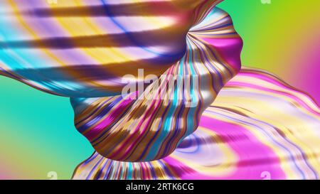 Arte digitale surreale e vibrante di una forma multicolore, rendering 3D. Foto Stock