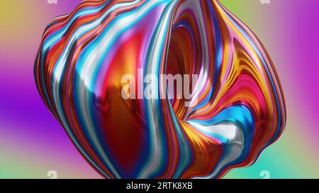 Forma torus deformata ondulata astratta colorata su sfondo sfumato, rendering 3D. Foto Stock