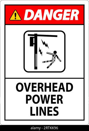 Segnale di pericolo linee elettriche aeree Illustrazione Vettoriale