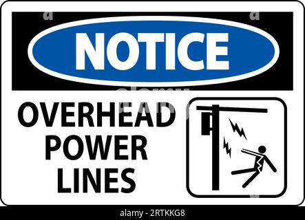 Cartello di avviso linee elettriche aeree Illustrazione Vettoriale