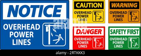 Segnale di pericolo linee elettriche aeree Illustrazione Vettoriale