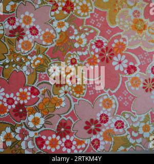 Motivi tradizionali giapponesi con fiori di ciliegio Foto Stock