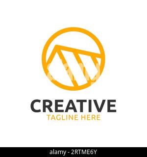 Appartamento, immobili, edificio, logo del tetto dalla forma semplice e di colore arancione Illustrazione Vettoriale